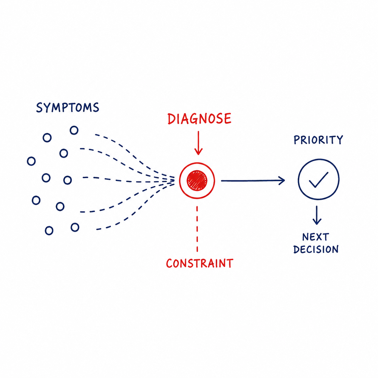 Strategic diagnosis identifying the primary business constraint before making digital marketing decisions.